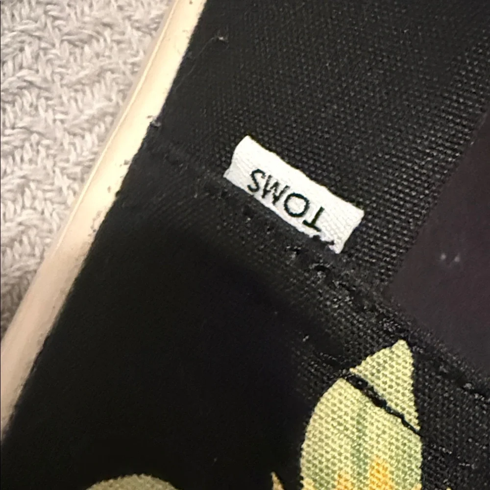 Toms Black Canvas Slip-On Flats with Yellow Sunflower Motif - Picture 5 of 10